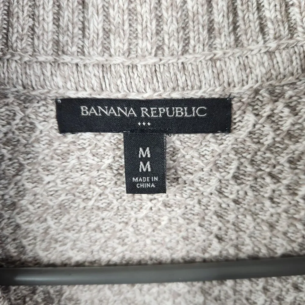 Banana Republic Factory Mens Mock Neck Full Zip Cotton Sweater Medium